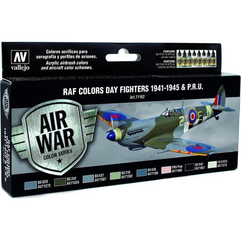 Vallejo Kit di Vernice acrilica per Aria WWII RAF Day Fighters, Colori Assortiti (Confezione da 8)
