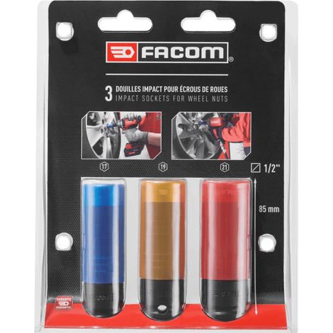 Set di 3 bussole Impact lunghe rinforzate 1/2" 17-19-21mm - FACOM NSI.3LPB