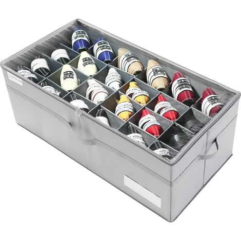 Organisateur de Chaussures pour le Placard, Convient à 24 Paires, Grandes Boîte Rangement Chaussures, Range Chaussure Transparente et Pliables, Boîtes à Chaussures avec Poignées Renforcées, Gris (1/5)