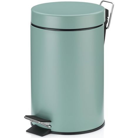 Poubelle à pédale 3L - Métal vert jade - Seau intérieur amovible - Salle de bain (1/5)