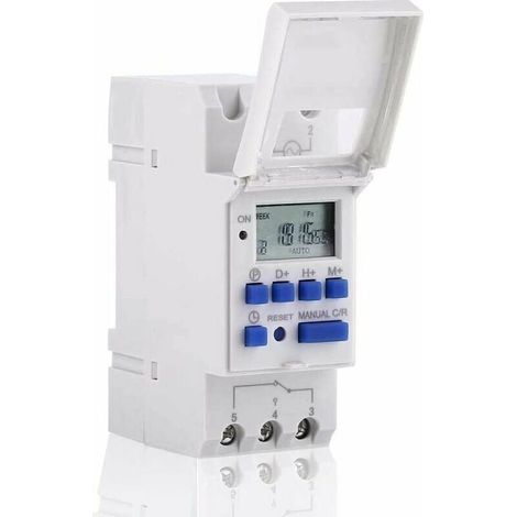 Minuteur numérique LCD, Minuterie programmable numérique Affichage LCD Interrupteur horaire programmable hebdomadaire Relais temporisé 16on & 16off minuterie(220V)-- (1/5)