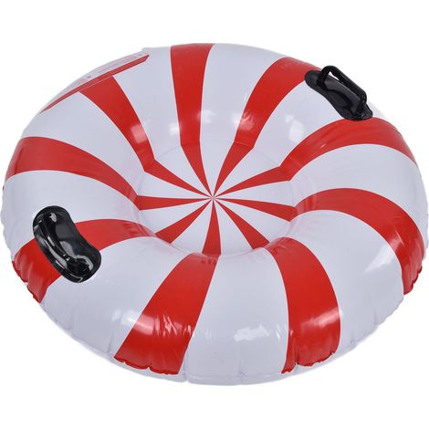 Lot de 1 bouée de ski gonflable rouge et blanche pour adulte, luge PVC tractable pour neige, jouet de Noël, certifiée ASTM (expédiée sans gaz) (1/5)