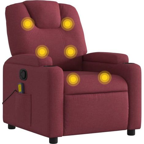 Fauteuil de massage inclinable en tissu rouge bordeaux (1/5)