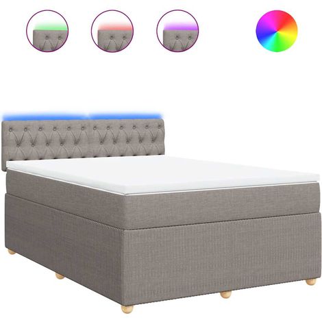 Maison Exclusive - Sommier à lattes de lit avec matelas Taupe 160x200 cm Tissu (1/5)