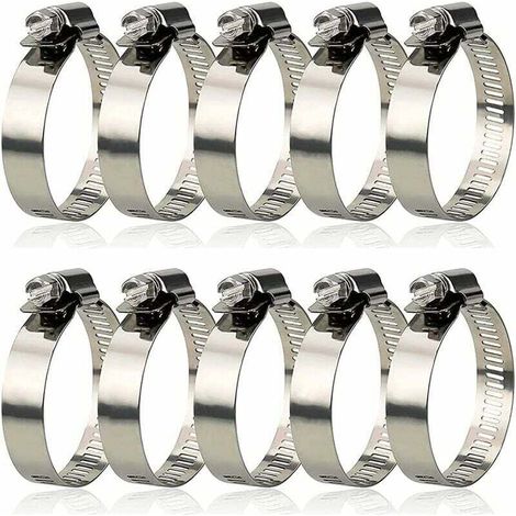 Schlauchschellen, 10 Stück, verstellbare Schlauchschellen 27–51 mm, Schlauchschellen aus Edelstahl 304 – Crezuo