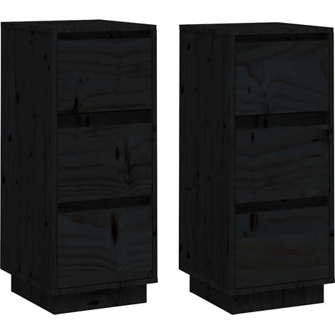 Maison Exclusive - Credenze Nere 2 pz 32x34x75 cm in Legno Massello di Pino
