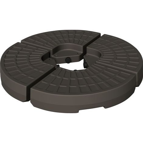 Socle de parasol remplissable 17L eau ou 25L sable PEHD café 100x100x10,5 cm