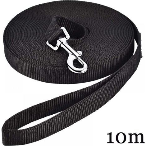 Longe pour Chien 10 m Noir en Nylon Robuste – Laisse de Dressage avec Poignée Confortable pour Chiens de Petite à Grande Taille (1/4)