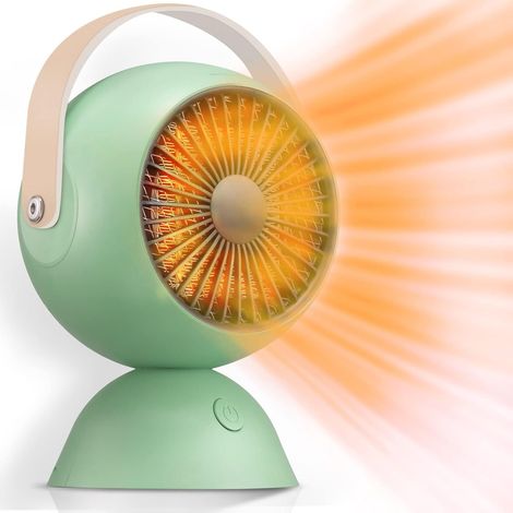 (Verde) Mini calefactor, calefactor eléctrico cerámico PTC para interiores, pequeño calefactor de oficina para el hogar, dormitorio, oficina y debajo de escritorios. (1/5)