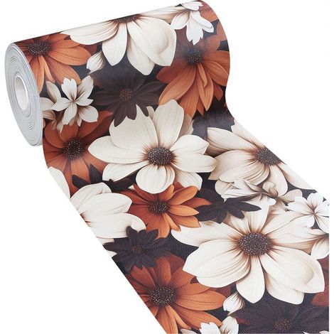 Tapis De Cuisine Anti Taches Pvc Imprimé Numériquement Doux Antidérapant Pierres Fleurs 3D Couleurs Chaudes - 51x40 cm (1/5)