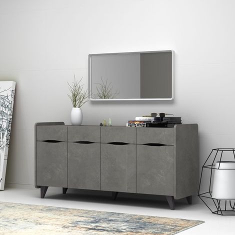 Aparador de madera de 140 cm con cuatro puertas color cemento - Sila (1/3)