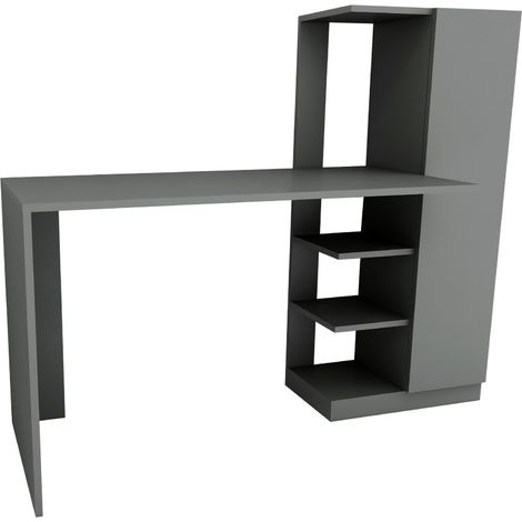 Schreibtisch Donnas, 6 Fächer, 1 Tür, 7 Ablagen, 120x55x74h cm Anthrazit Schwarz