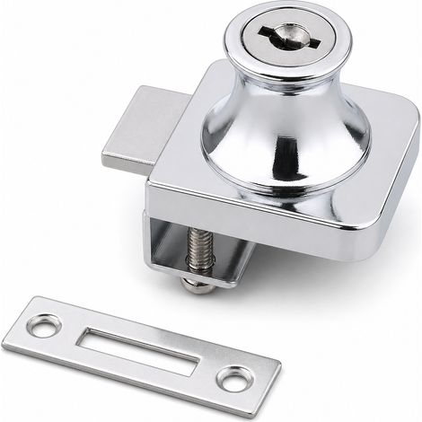 Serrure Vitrine Coulissante sans Perçage Simple Porte Argent (1/5)