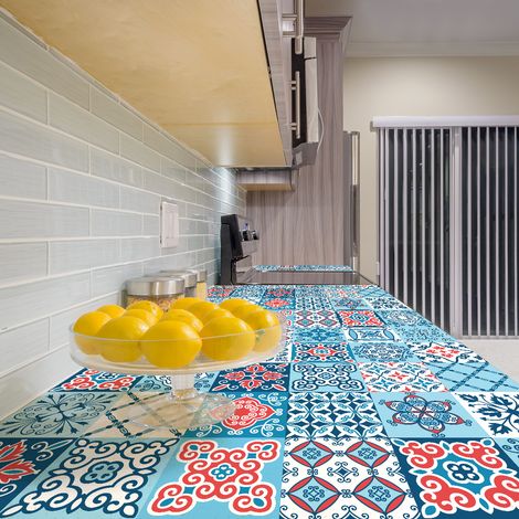 Sticker Mural Carrelage adhésif Cuisine Salle de Bain - 60 STICKERS CARRELAGES MEUBLE BALAGUER - 60stickers10x10cm (1/5)
