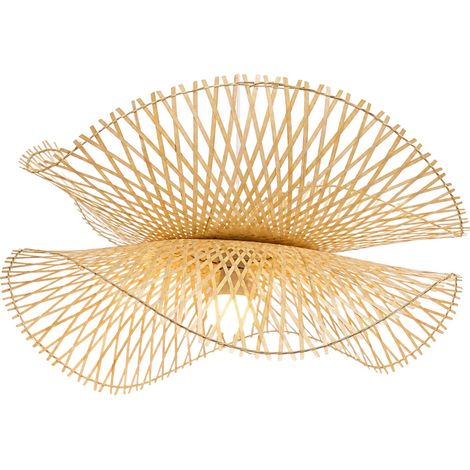 Lámpara colgante, diseño de bambú tejido a mano, altura ajustable, 55 cm de diámetro, bombilla no incluida. (1/2)