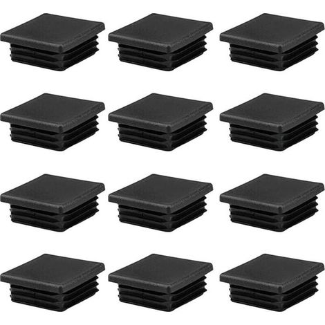 – Couvercles de tubes carrés en plastique noir 50x50mm – Lot de 12 pièces – Résistants à l'humidité – Installation facile pour chaises et tables (1/4)