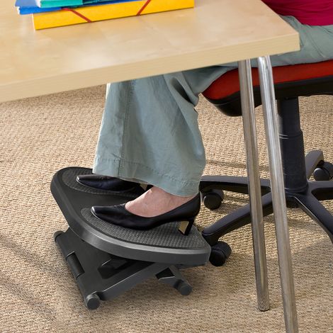 Repose-pieds réglable en hauteur et en inclinaison avec surface de massage et coussinets antidérapants, noir (1/5)