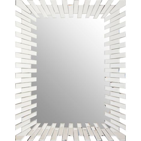 Premier Housewares Wall Mirror Bathroom / Bedroom / Hallway Wall Mounted Mirrors With Borders / Wall Mirror With Silver Finish / Glass Mirrors For Living Room 3 x 91 x 71 (1/5)