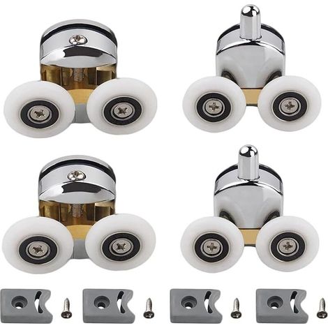 Lot de 4 roulettes de rechange pour porte de douche coulissante de 25 mm, pour porte de douche en verre de 4 à 6 mm, accessoires de clôture de douche (25mm) (1/5)