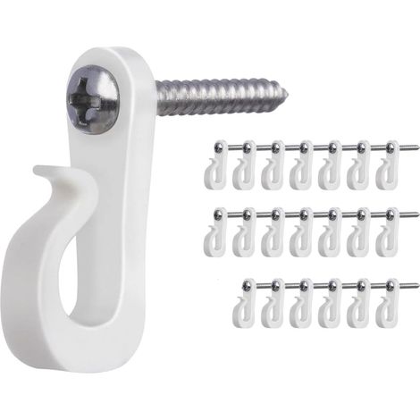 Lot de 20 crochets à visser avec ancrages pour bande lumineuse LED Décoration intérieure et extérieure Blanc Plastique