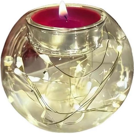 Bougeoir flottant en verre translucide, bougeoir chauffant pour bougies chauffe-plat de Noël, idéal pour les fêtes, les sapins de Noël, les mariages, en intérieur et en extérieur. (1/5)