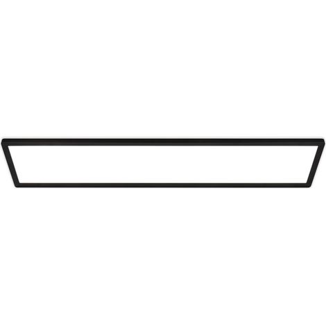 Plafonnier LED plat avec éclairage indirect, lumière blanc neutre, protection IP44, plafonnier salle de bain, lustre cuisine, lustre salon, 98 x 20 x 3 cm, noir (1/5)