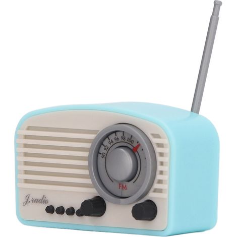 Mini radio miniature pour maison de poupée, décoration vintage mignonne et réaliste, jouet pour enfants, bleu ciel. (1/5)