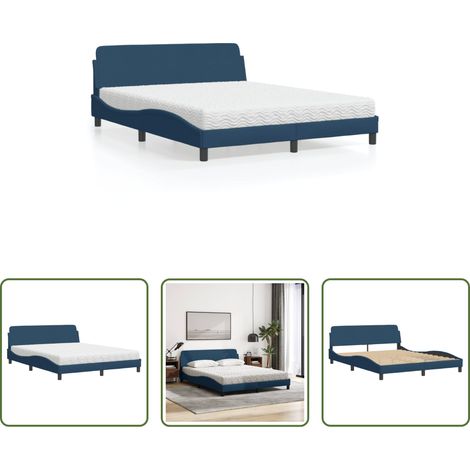 Matelas en mousse - Lit avec matelas Dover bleu 160x200 cm tissu (1/5)