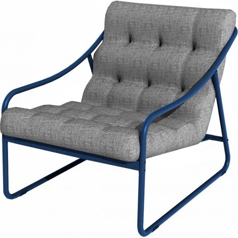 PROLOISIRS Fauteuil relax Bord'eau en aluminium/TPEP avec coussin - bleu/chiné gris