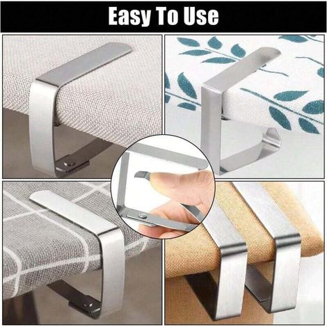 Lot de 4 grandes pinces à nappe en acier inoxydable pour camping, adaptées aux tables intérieures et extérieures, camping, pique-nique, restaurant - Couleur originale (1/4)