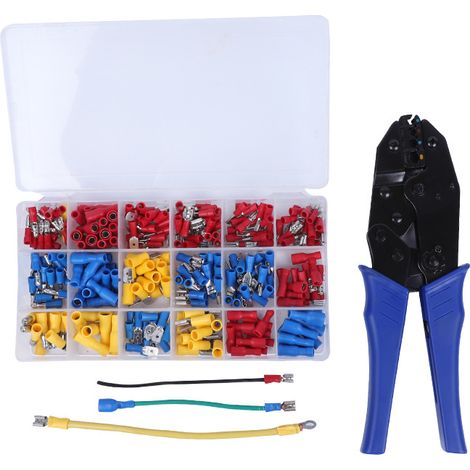 Ahlsen Crimp-Set für isolierte Ratschenklemmen AWG22-10 mit 700 Stück isolierten Crimpklemmen, blau, (1/5)