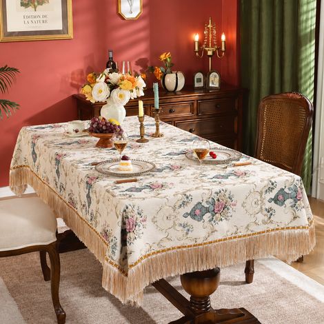 Nappe Fleurs dans le miroir - Blanc cassé 6060cm antidérapant et épaissi avec glands raffinés 50 × 40 × 5 cm 1 kg – Livraison gratuite (1/4)