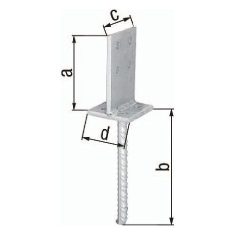 Support de poteau T 130x200x80x80mm STA brut TZN (1/3)