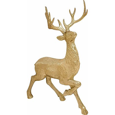 Renna Decorativa Oro Glitter Alta 118cm cervo gigante GRANDE Effetto Scenico in resina alzata che cammina Decorazione grande Scenografica addobbo per Vetrine e Ambienti 118x85x45 cm