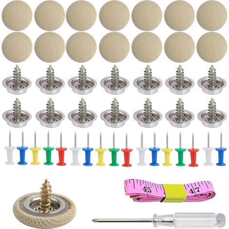 65 pièces de boutons de réparation de toit de voiture rivets rivets pour véhicules voiture avec 65 broches 1 tournevis 1 ruban à mesurer boutons de vo