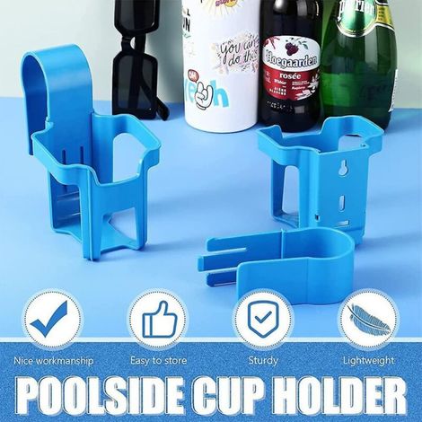 Porte-gobelet au bord de la piscine, porte-boissons sans déversement pour piscines hors sol, porte-boissons de piscine pour fête, bleu 1 pièce (1/3)