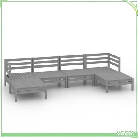 Salon de jardin 6 pcs - FAFEICY - 3083336 - Bois de pin massif - Gris - Design palette modulaire, résistant aux intempéries (1/5)
