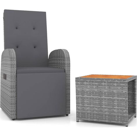 Maison Exclusive - Set Mobili Giardino 2pz Grigio Polyrattan Legno Massello Acacia