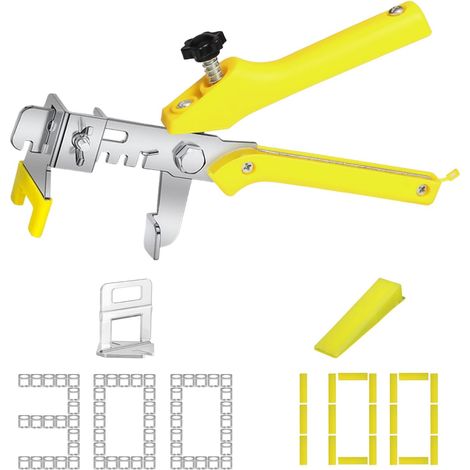 300 Languettes, 100 Cales, 1 Pince Système De Nivellement Carrelage 1,5 Mm Joint Pour Mur Et Sol 3-12 Mm (1/5)