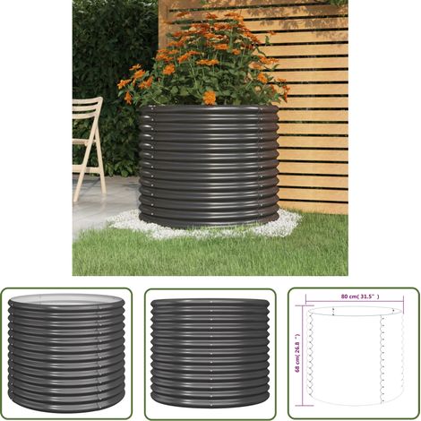 The Living Store Jardinière Acier enduit de poudre 80x80x68 cm Anthracite - Jardin - Pots De Fleurs - Jardinière Extérieure - Décoration Extérieur - Balcon (1/4)