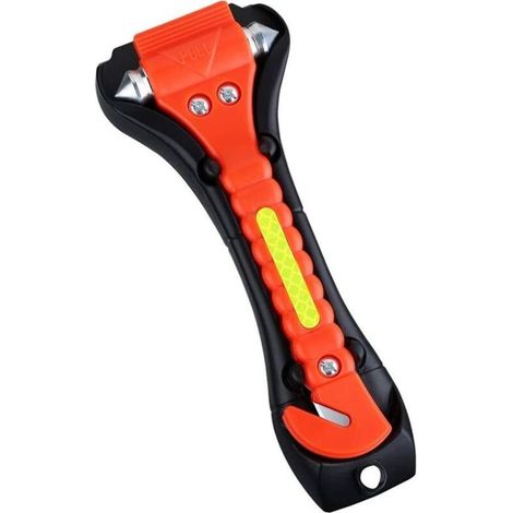 Marteau de sécurité automobile, outil d'évacuation d'urgence automatique pour brise-vitre, coupe-ceinture de sécurité, kit de survie avec bande réfléchissante-AquaForge (1/5)