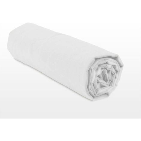Drap housse uni coton 57 fils blanc 160x200 cm bonnet 25cm