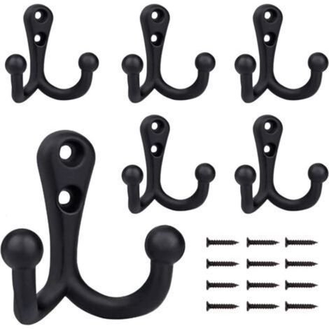 6 Pièces Crochet de Manteau Rétro Double Métal Crochets Noir Rétro Patère Porte Manteau pour Porte Manteau Salle de Bain Cuisine (1/5)