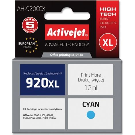 Activejet AH-920CCX HP Printer Ink. Compatible with HP 920XL CD972AE Premium 12ml blue. (1/2)