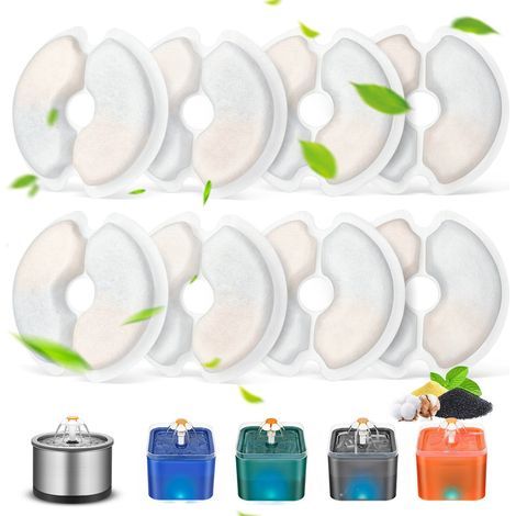 Packung mit 8 Ersatzfilterkartuschen für Trinkbrunnen für Haustiere (rund mit Aussparung) – Ersatzfilterschwämme für Wasserspender für Katzen und Hunde (1/5)