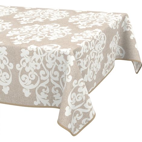 Nappe enduite Damas avec Ourlet 140x120 cm Anti-Taches (1/5)