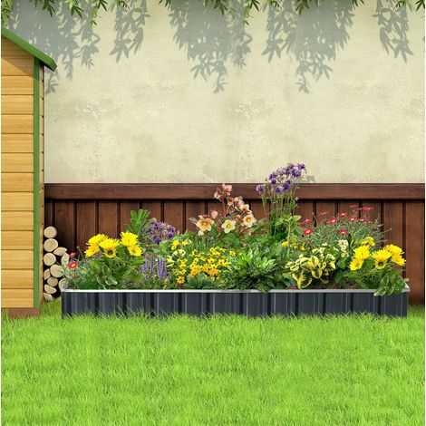 Fioriera rialzata da orto in acciaio 258 x 90 x 30 cm grigio scuro HAVRYA (1/5)