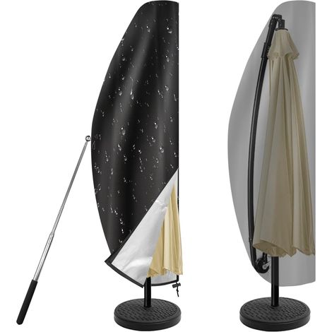 Housse Parasol Deporte, Housse Parasol, pour Parasol Ø 2-4m, Tissu Oxford 420D Imperméable, Coupe-Vent, Anti-UV Housse de Protection pour Parasol, avec Perche Télescopique, 265 x 40/70/50 cm, Noir (1/5)