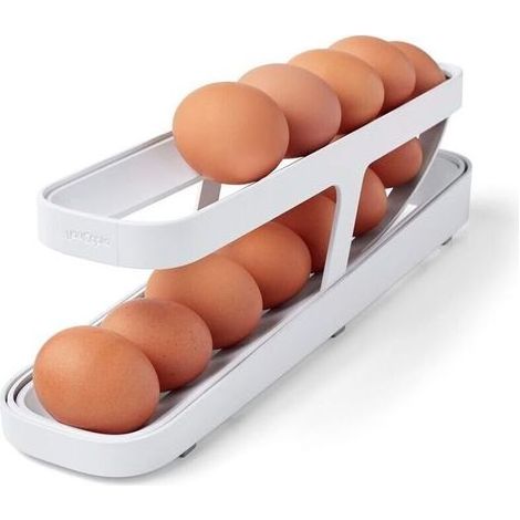Distributeur d’œufs roulant compact et pratique pour réfrigérateur – Organisateur d’œufs à glissière silencieuse et stable (1/5)