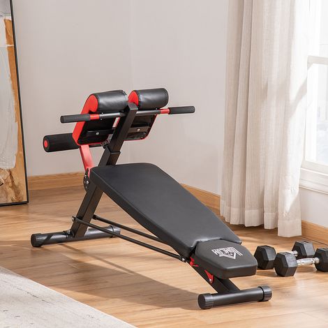 Hantelbank Fitnessbank Schrägbank Multifunktion Bauchtrainer Verstellbar Stahl Schwarz 64 x 146 x 73,5-85 cm (1/5)
